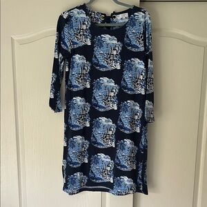 Crown & Ivy Navy and White Long Sleeve Dress